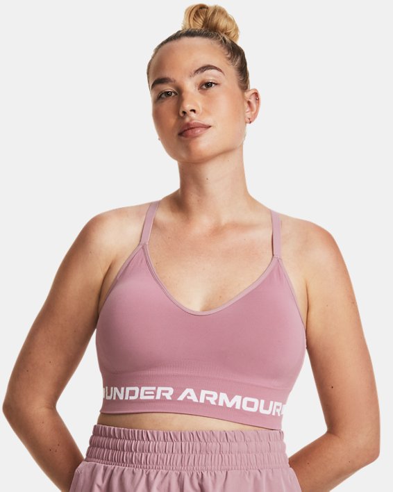 Women's UA Seamless Low Long Sports Bra in Pink image number 4